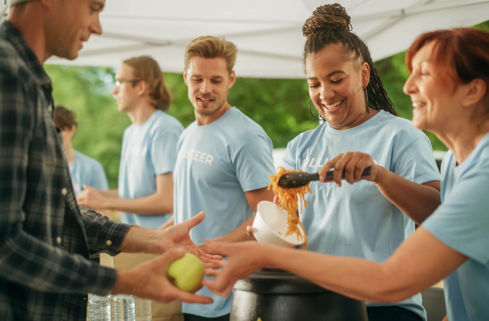 Community members working together